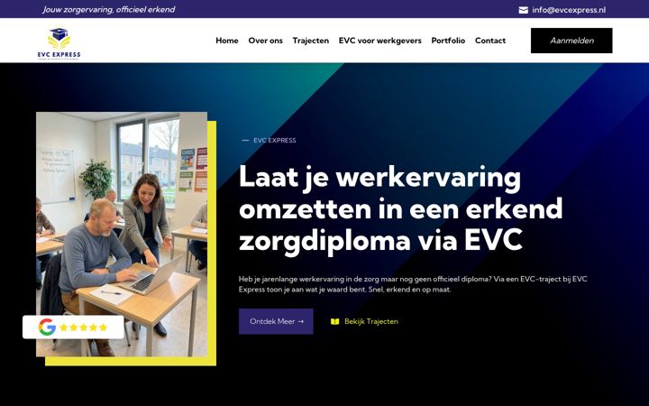 Skærmbillede af evcexpress.nl