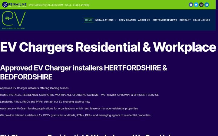 Screenshot of evchargeinstallers.com