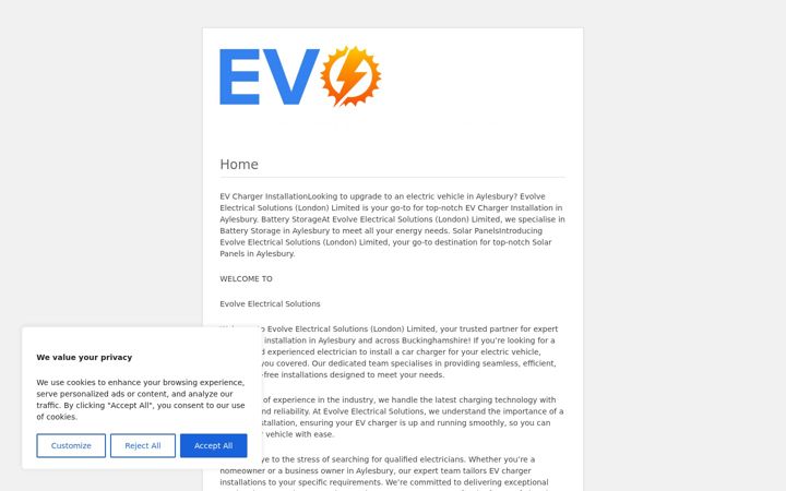 Captura de pantalla de evchargerinstallationaylesbury.co.uk