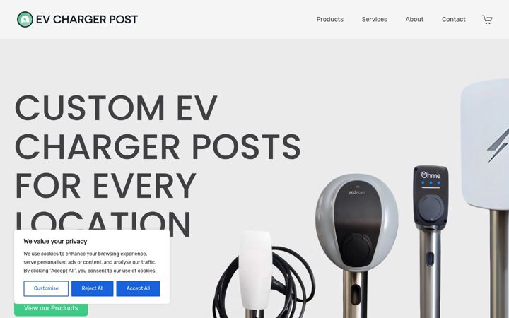 Screenshot of evchargerpost.com