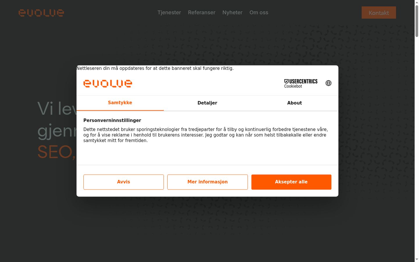 Screenshot of the consent banner shown before any interaction