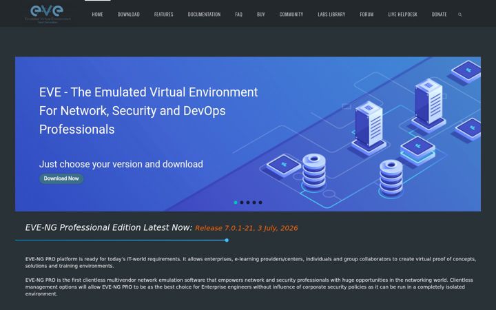 Screenshot of eve-ng.net