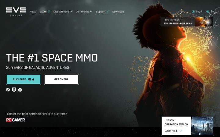 Screenshot of eve-online.com