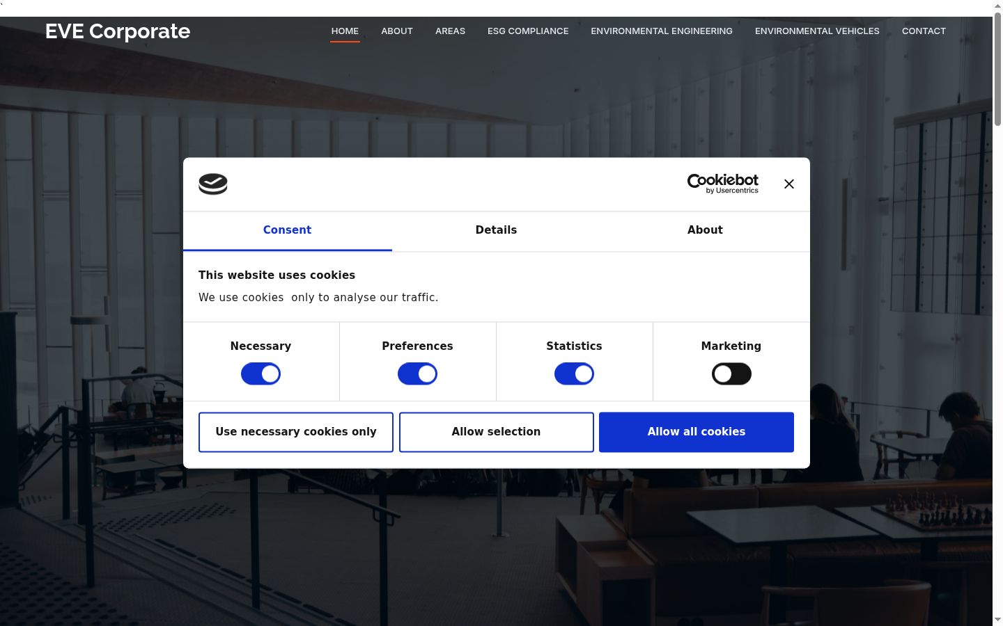 Screenshot of the consent banner shown before any interaction