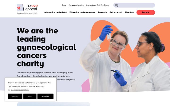 Screenshot of eveappeal.org.uk