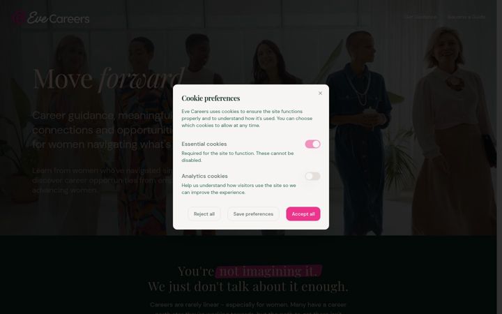 Screenshot of evecareers.com