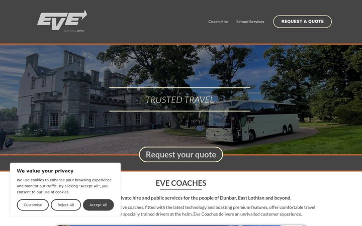 Screenshot of evecoaches.co.uk