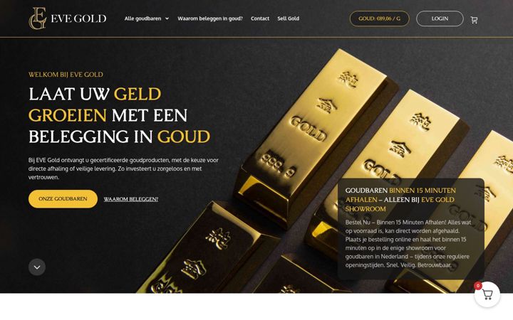 Skærmbillede af evegold.nl
