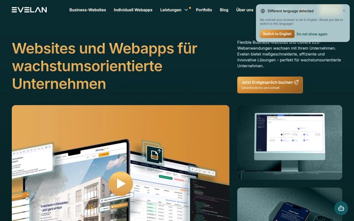 Screenshot von evelan.de