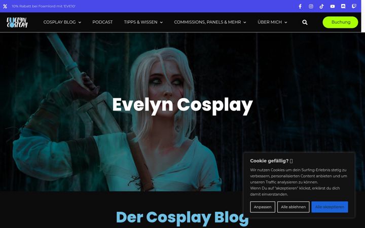 Screenshot von evelyncosplay.de