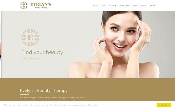 Captura de pantalla de evelynsbeautytherapy.co.uk
