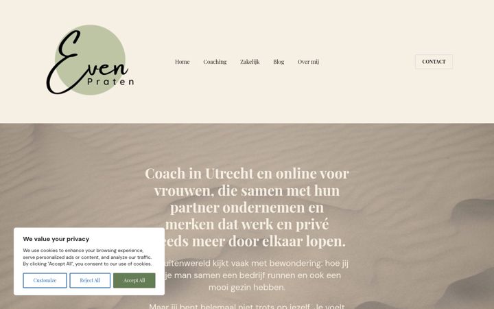 Screenshot stránky even-praten.nl