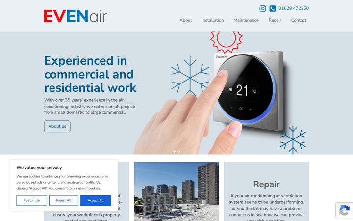 Captura de pantalla de evenair.uk