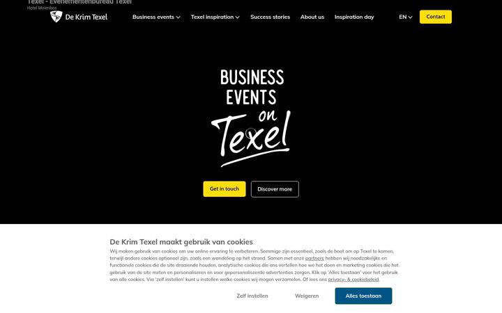 Screenshot stránky evenementenbureautexel.nl