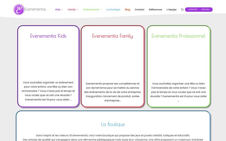 Screenshot di evenementia.fr