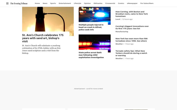 Screenshot of eveningtribune.com