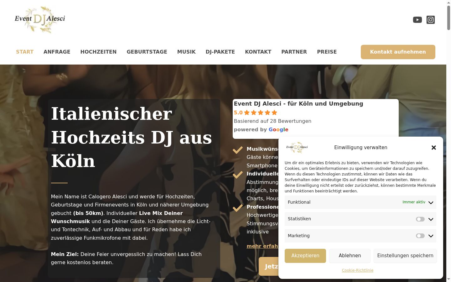 Screenshot of the consent banner shown before any interaction