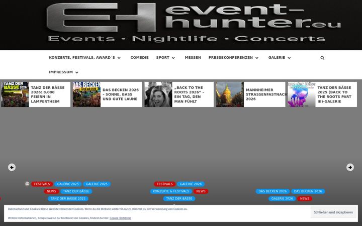 Screenshot of event-hunter.eu