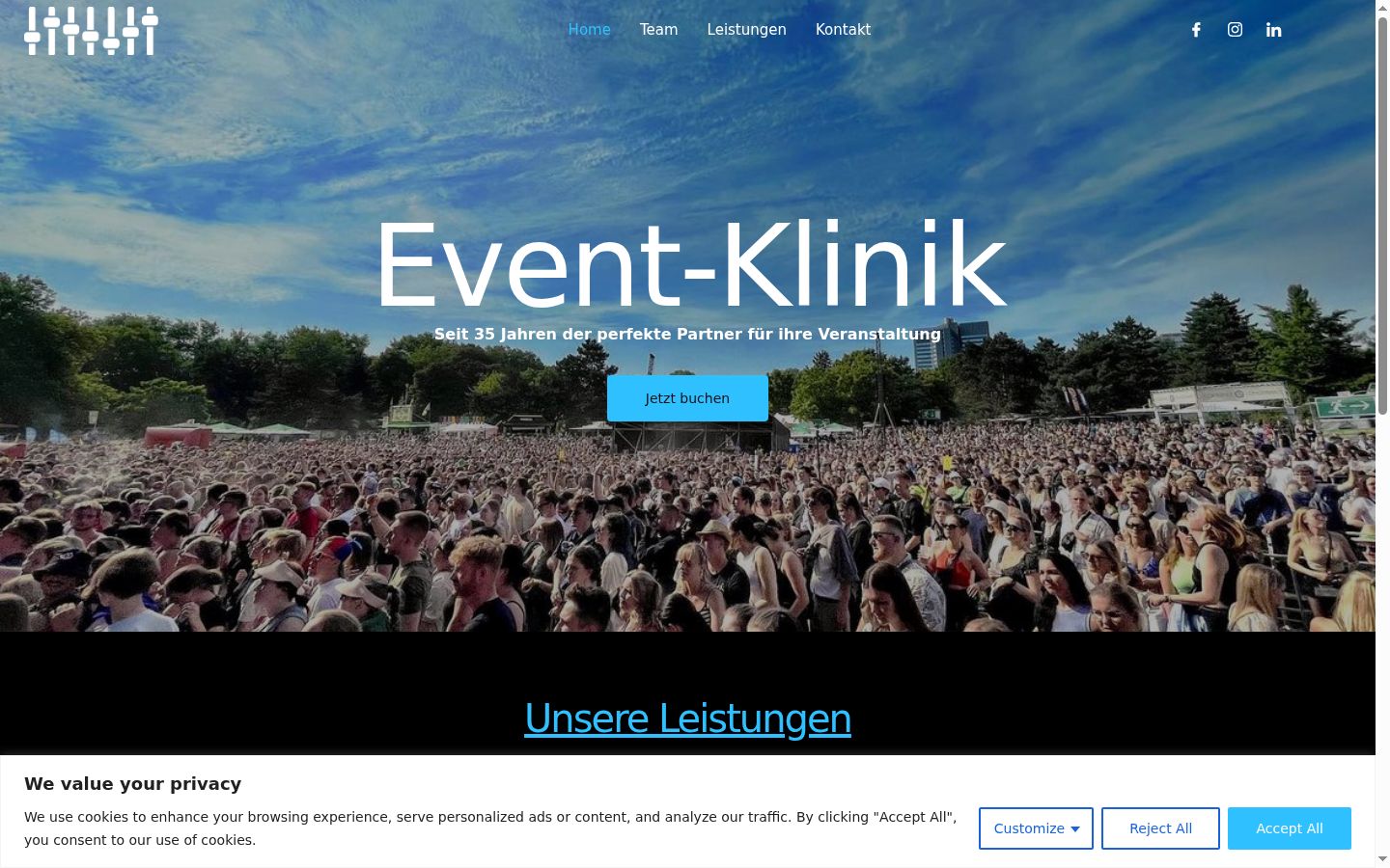 Screenshot of the consent banner shown before any interaction