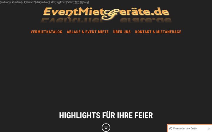 Screenshot of event-mietgeraete.de