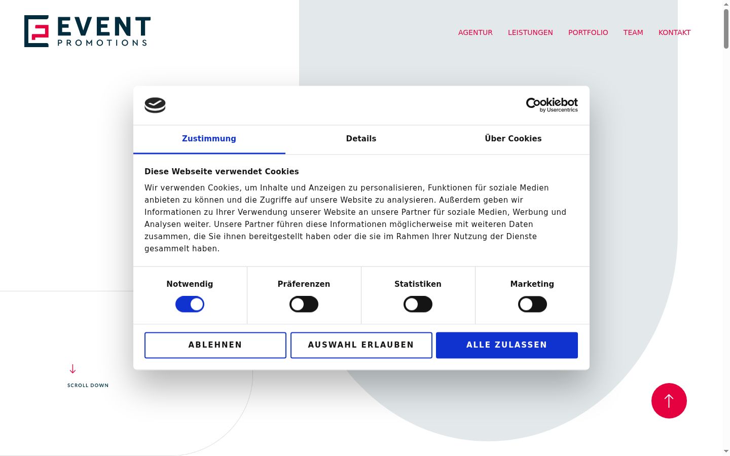 Screenshot tal-banner tal-kunsens muri qabel kwalunkwe interazzjoni