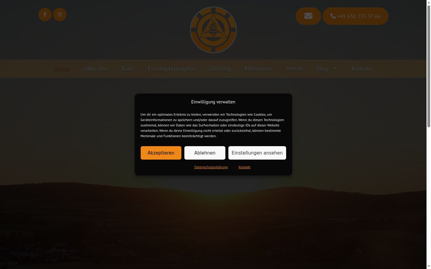 Screenshot of the consent banner shown before any interaction