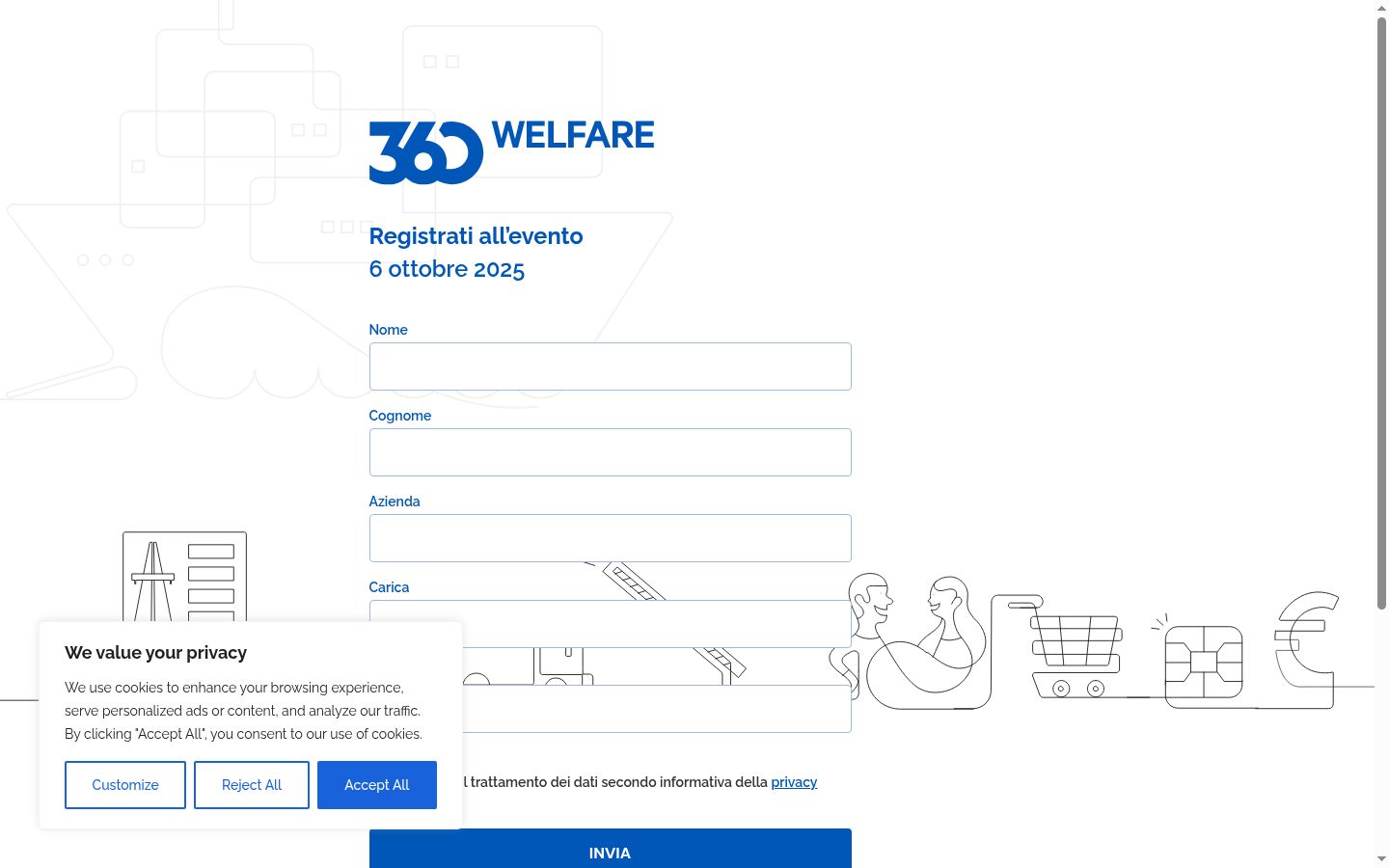 Sutikimo reklamjuostės, rodytos prieš bet kokią sąveiką, ekrano kopija