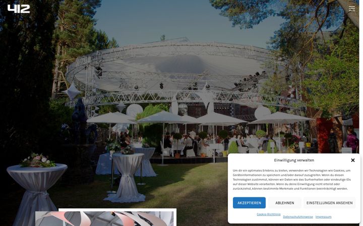 Kuvakaappaus sivustosta eventagentur412.de