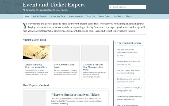 Screenshot of eventandticketexpert.co.uk