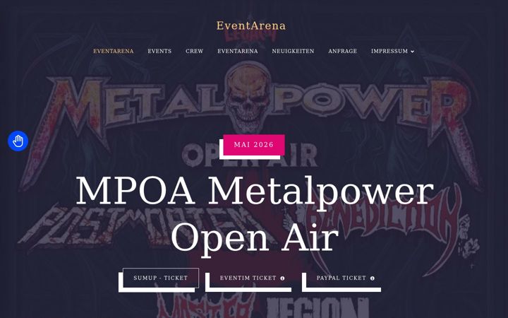 Skjámynd af eventarena.net