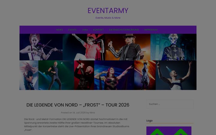 Kuvakaappaus sivustosta eventarmy.de
