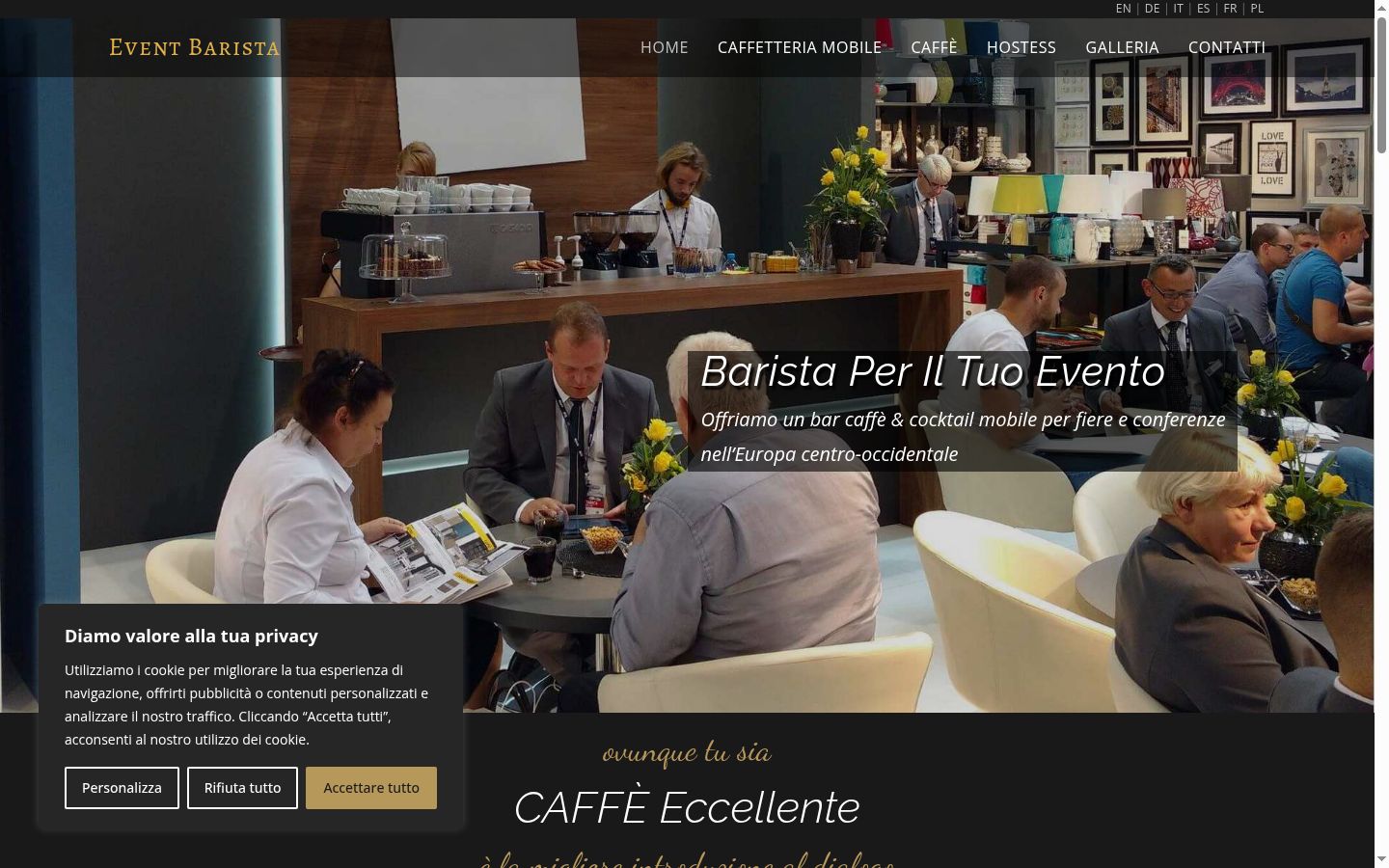 Screenshot del banner di consenso mostrato prima di qualsiasi interazione