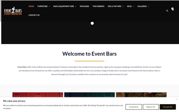 Skærmbillede af eventbars.ie