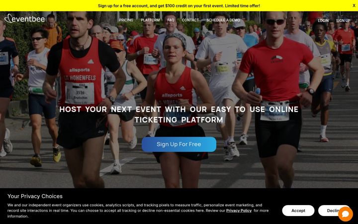 Screenshot of eventbee.com