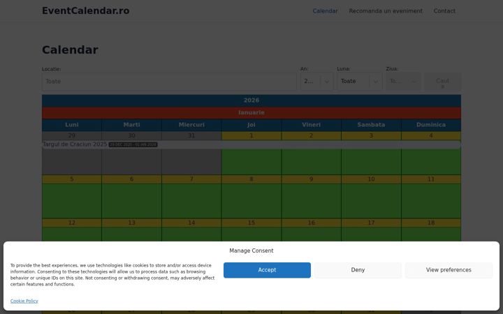 Snímek obrazovky eventcalendar.ro