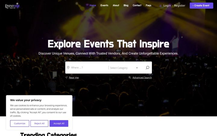 Screenshot of eventedia.com