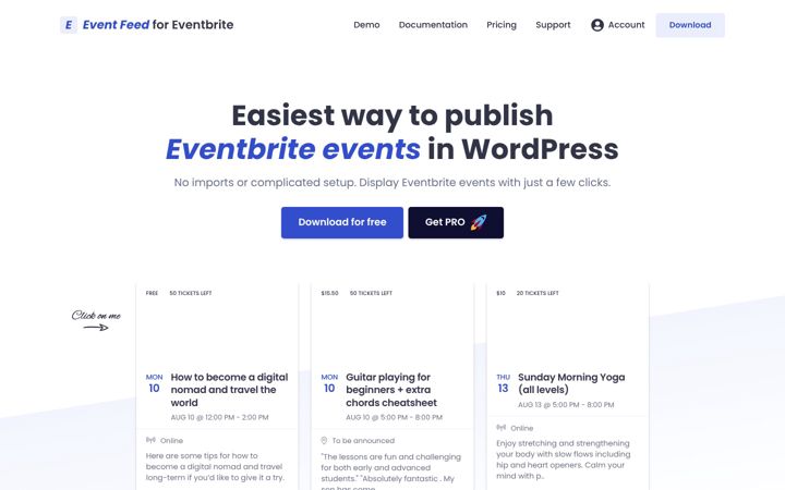 Screenshot of eventfeed.click