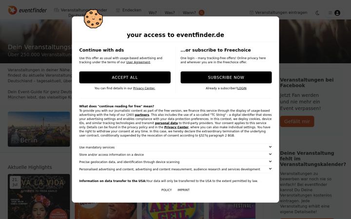 Screenshot of eventfinder.de