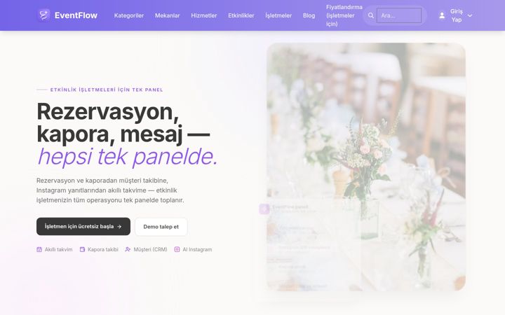 Screenshot of eventflow.com.tr