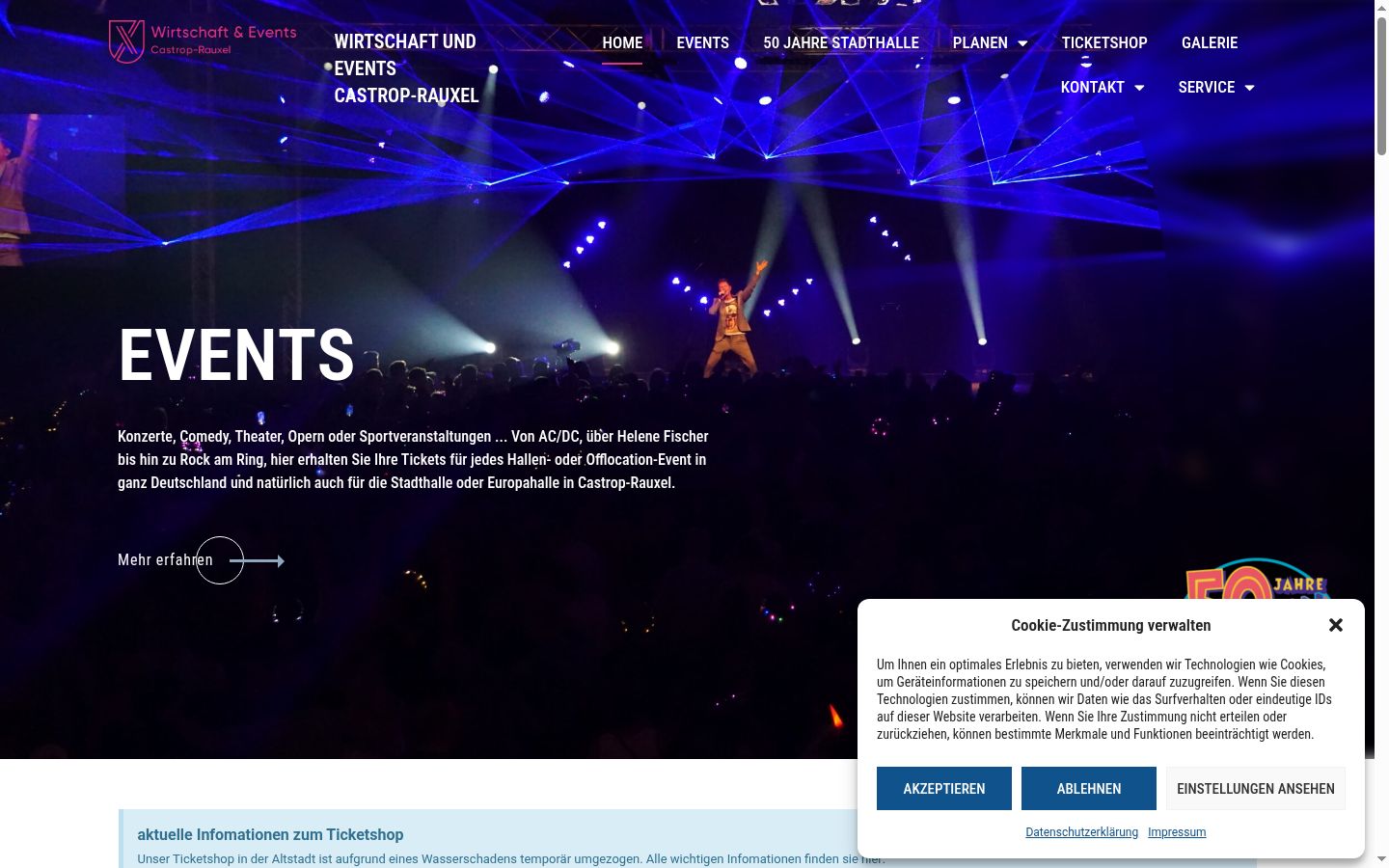 Screenshot des Einwilligungsbanners vor jeglicher Interaktion