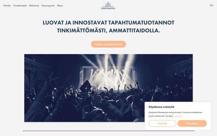 Screenshot di eventgarden.fi