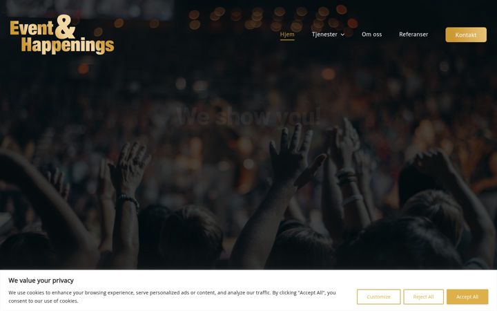 Screenshot of eventhappenings.no