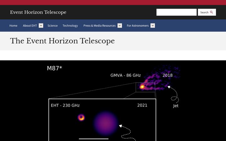 Screenshot of eventhorizontelescope.org