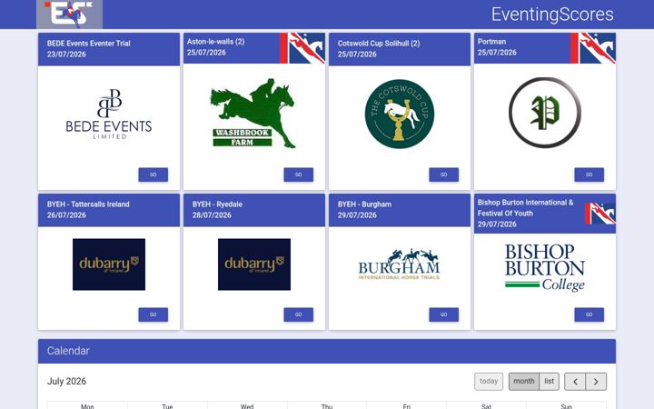 Zrzut ekranu eventingscores.co.uk
