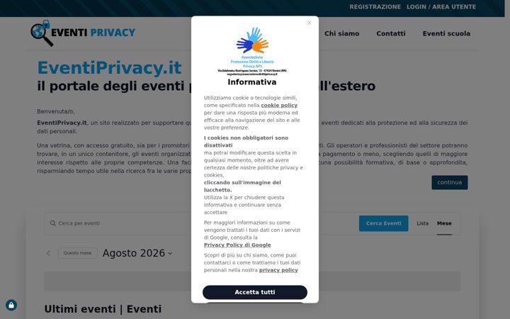 Skjermbilde av eventiprivacy.it