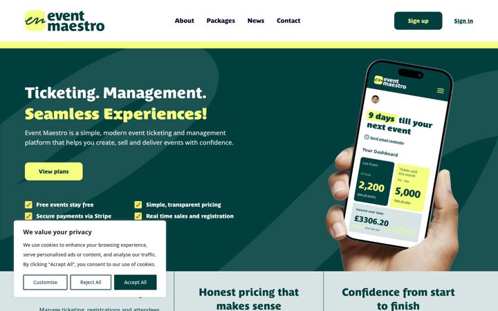 Screenshot of eventmaestro.co.uk