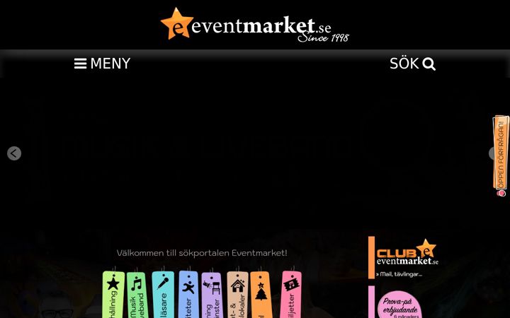 Ekraanipilt saidist eventmarket.se