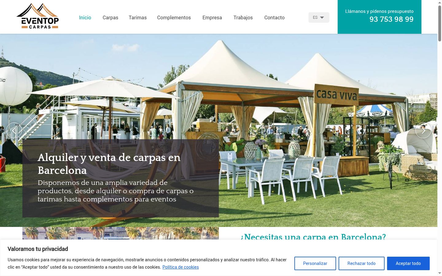 Screenshot of the consent banner shown before any interaction