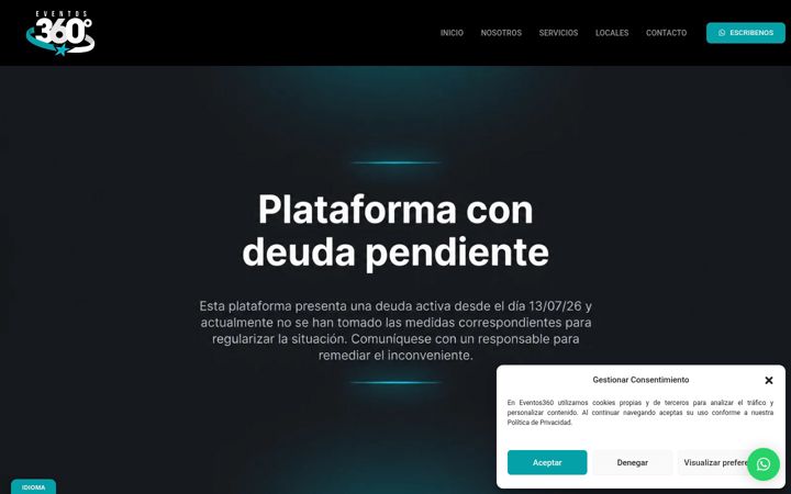 Snímek obrazovky eventos360.com.es