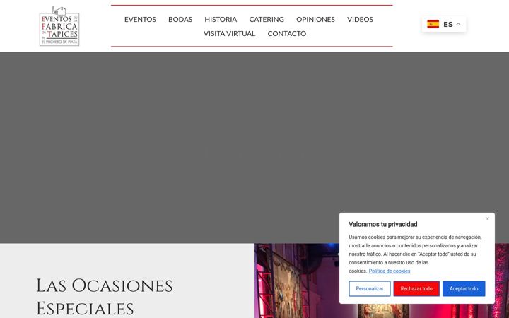 Ekrano kopija eventosrealfabricadetapices.es